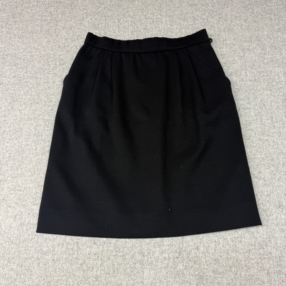 Mila Schön | Wool Pleated Skirt | 10 | Black | Made in Italy Lined Pockets Zip